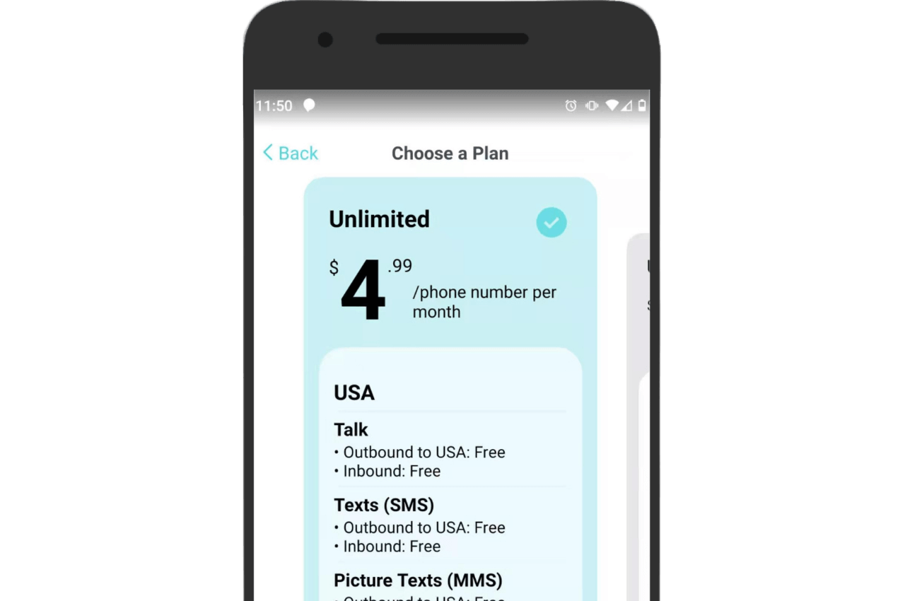PingMe US number pricing plans