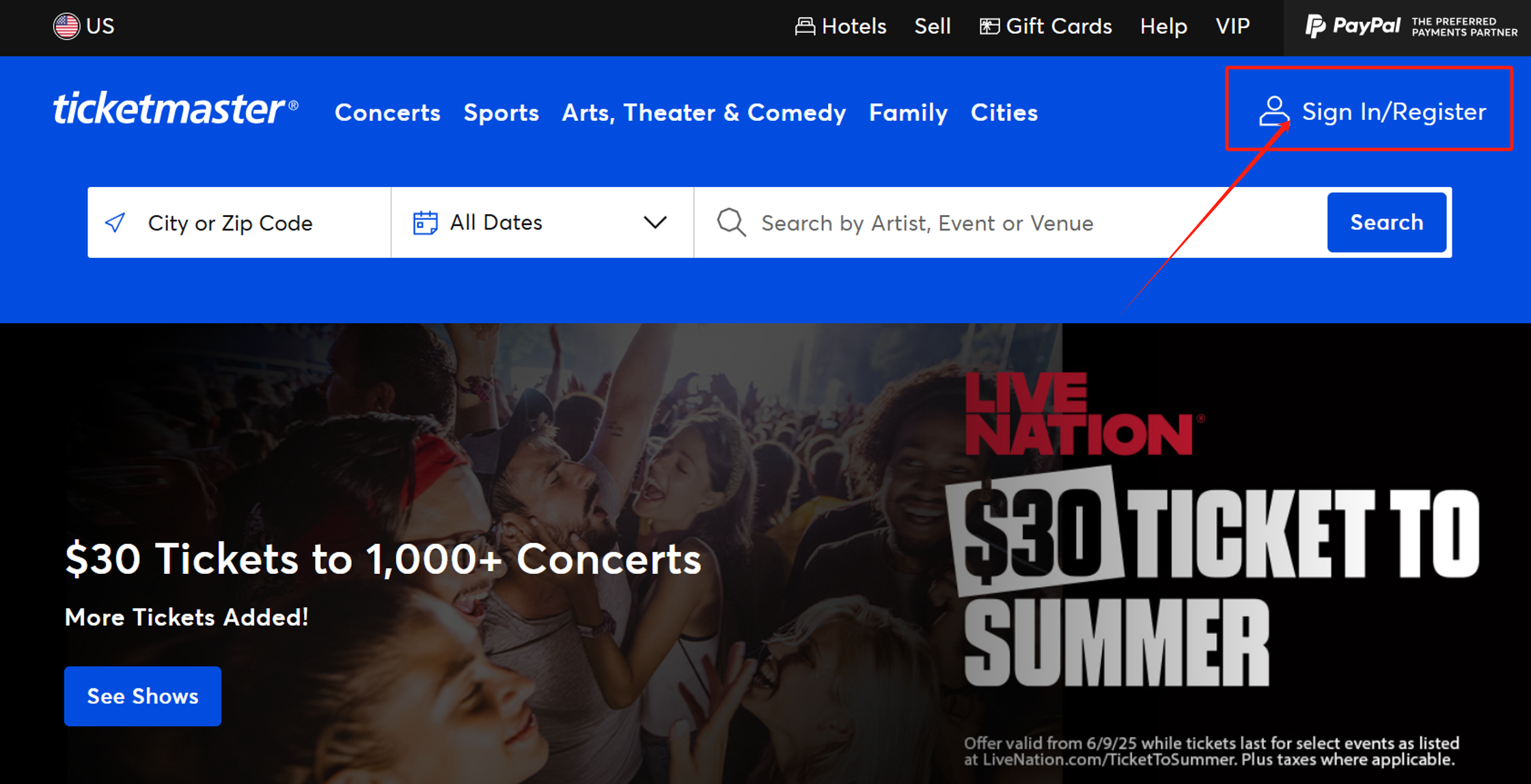 Ticketmaster注册2